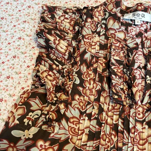 Sea New York Brown and Black Ruffled Tiered Mini Dress - Picture 11 of 13